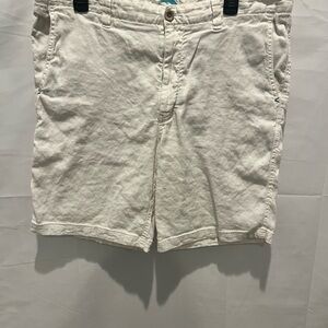 Tommy Bahama Men's Casual Cream linen Flat Front Shorts.